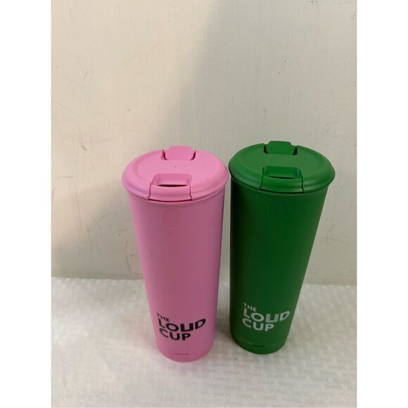 LoudCup tumblers set pink green 20 oz Stadium Horns - Picture 2 of 4
